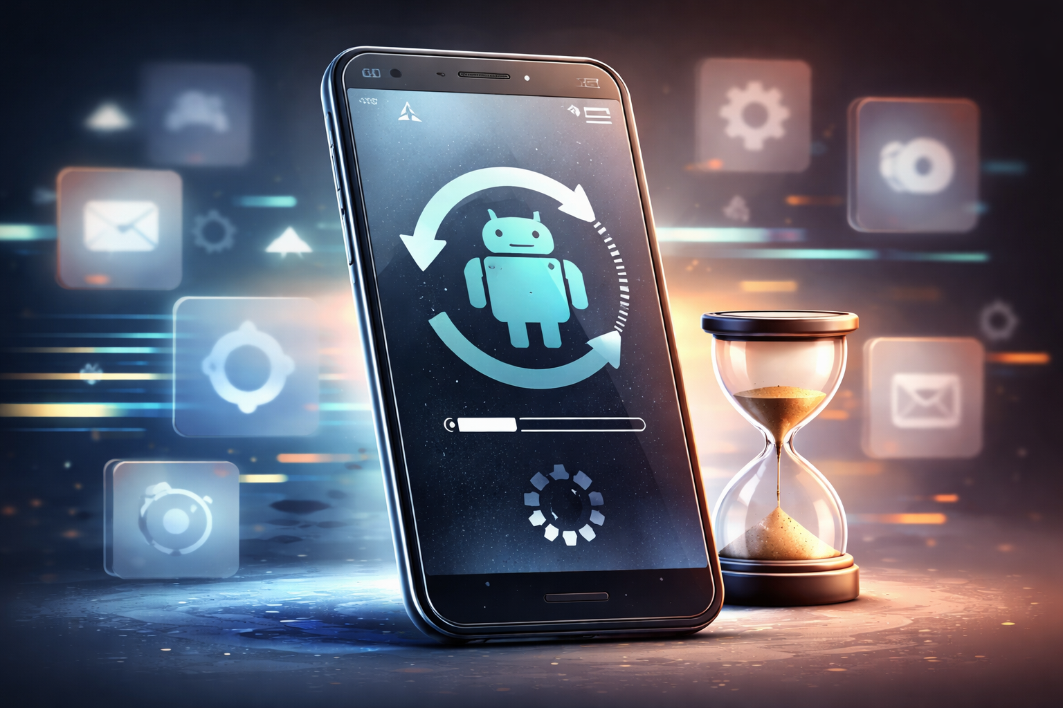 Starszy smartfon z Androidem podczas instalacji aktualizacji systemu