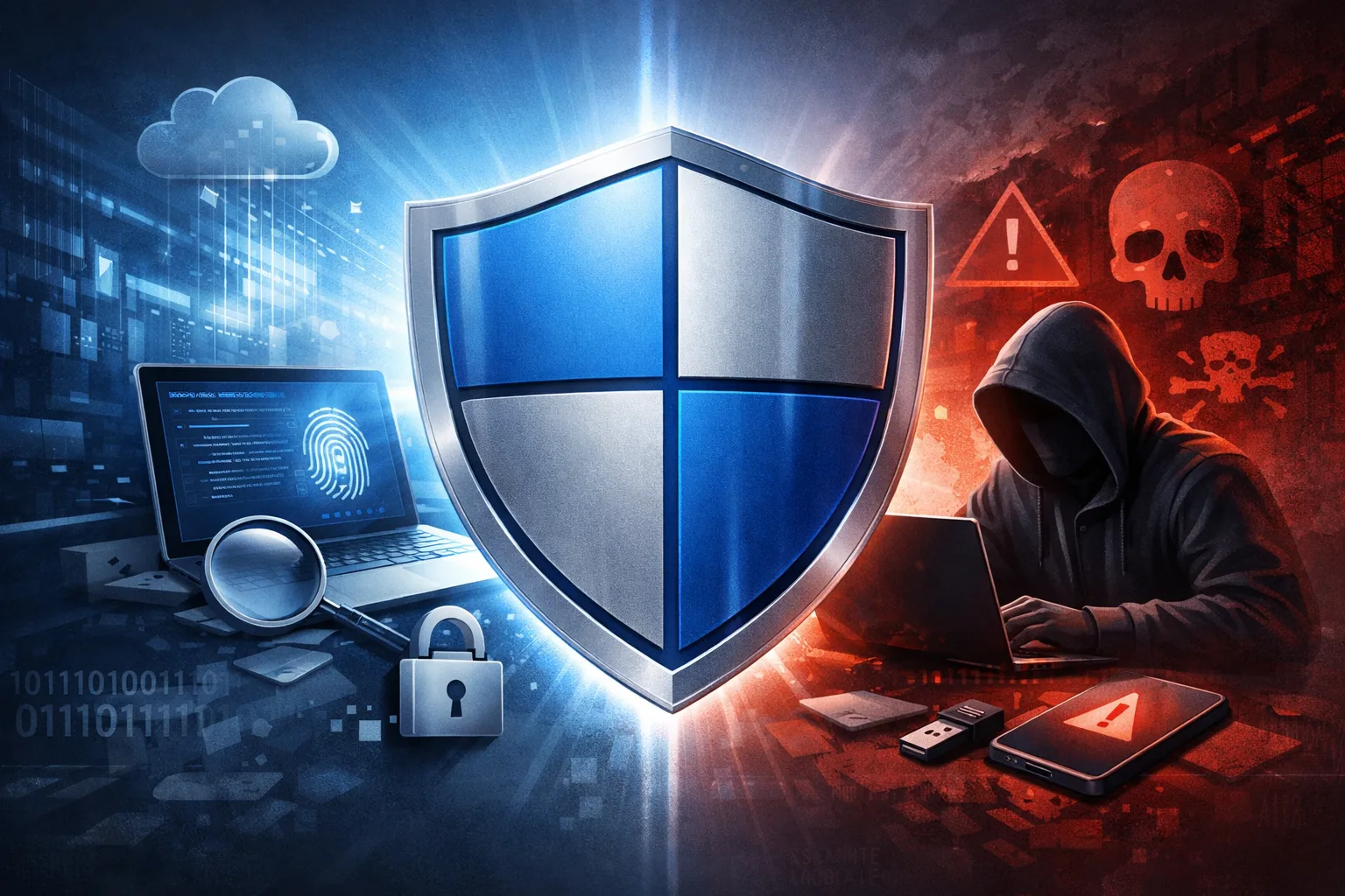 Okno Zabezpieczeń Windows z aktywną ochroną Microsoft Defender na komputerze z Windows 11