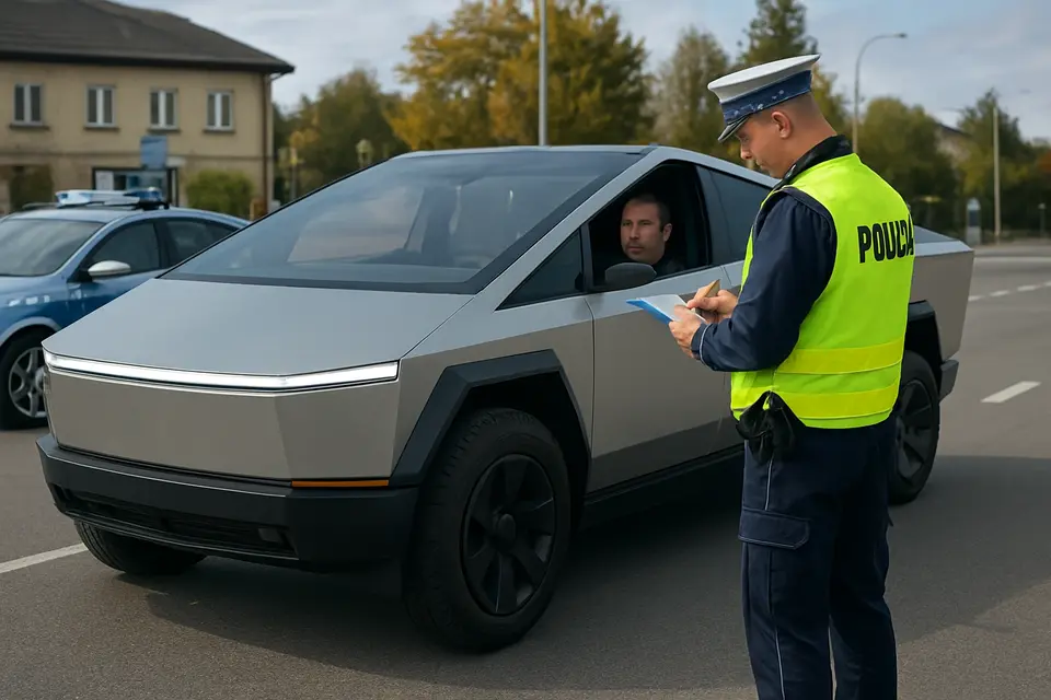 Ilustracja do artykułu: Kierowca Tesli Cybertruck zatrzymany w Lublinie. 4000 zł mandatu i utrata prawa jazdy