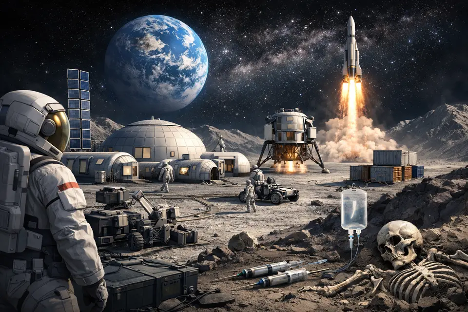 Wizualizacja infrastruktury i habitatów NASA na powierzchni Księżyca