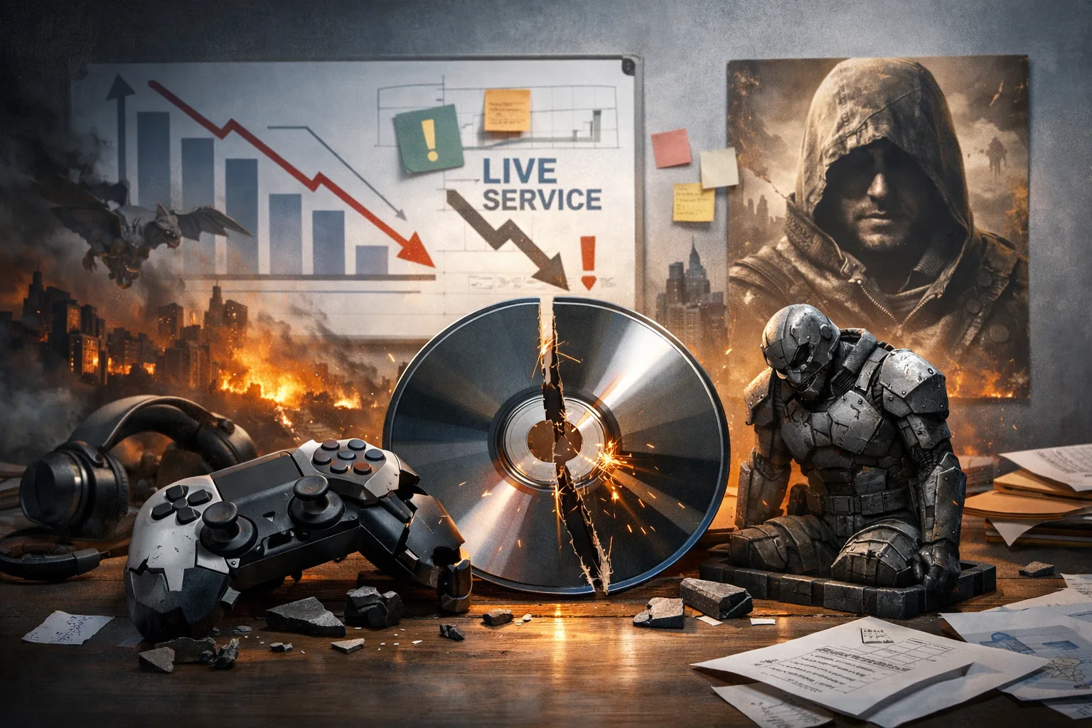 Kolaż okładek i grafik promocyjnych gier AAA uznawanych za największe porażki ostatnich lat