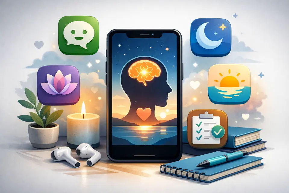 Smartfon z aplikacjami do medytacji, snu i monitorowania nastroju